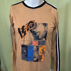 Vox Populi Anime Graphic Men's Long Sleeve Brown Shirt Small For the People